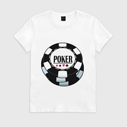 Футболка хлопковая женская Poker, цвет: белый