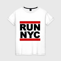 Футболка хлопковая женская Run NYC, цвет: белый
