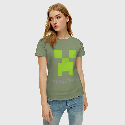 Женская футболка Minecraft logo grey / Авокадо – фото 3