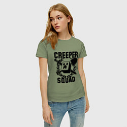 Футболка хлопковая женская Creeper Squad, цвет: авокадо — фото 2
