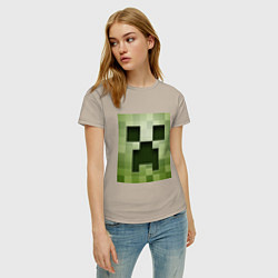 Футболка хлопковая женская Мinecraft creeper, цвет: миндальный — фото 2