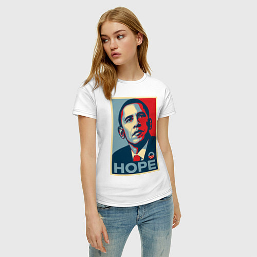 Женская футболка Obama hope vert / Белый – фото 3