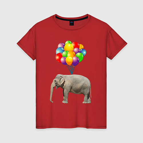 Женская футболка Воздушный слоник / Красный – фото 1