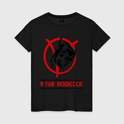 Футболка хлопковая женская V for Vendetta, цвет: черный