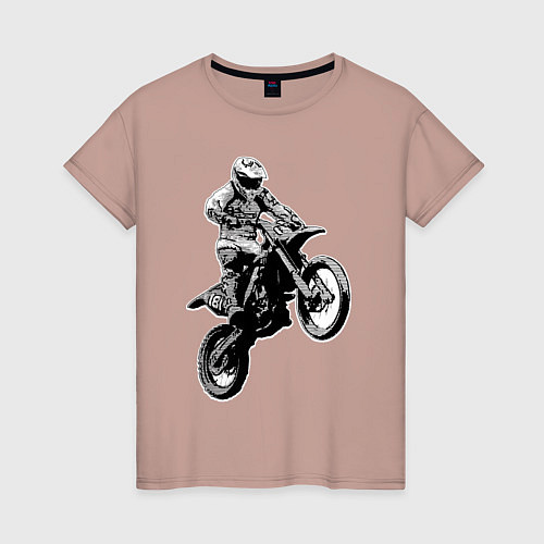 Женская футболка Мотокросс / Пыльно-розовый – фото 1