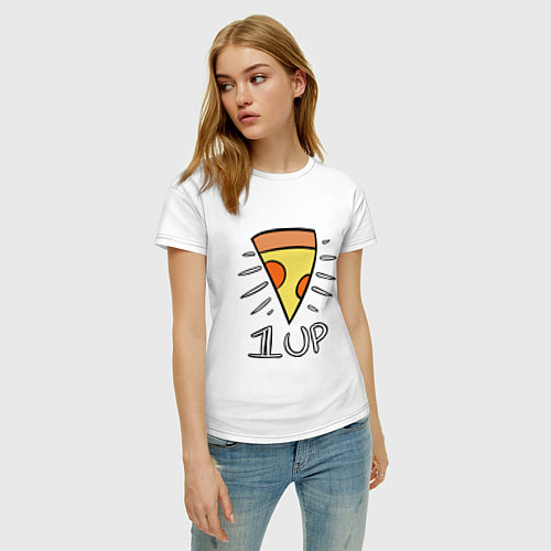 Женская футболка Pizza Life 1UP / Белый – фото 3