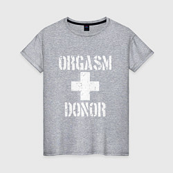 Футболка хлопковая женская Orgasm + donor, цвет: меланж