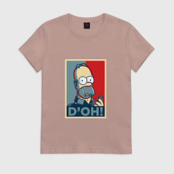 Футболка хлопковая женская D'oh Poster, цвет: пыльно-розовый