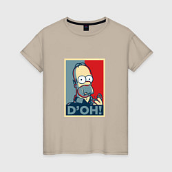 Футболка хлопковая женская D'oh Poster, цвет: миндальный