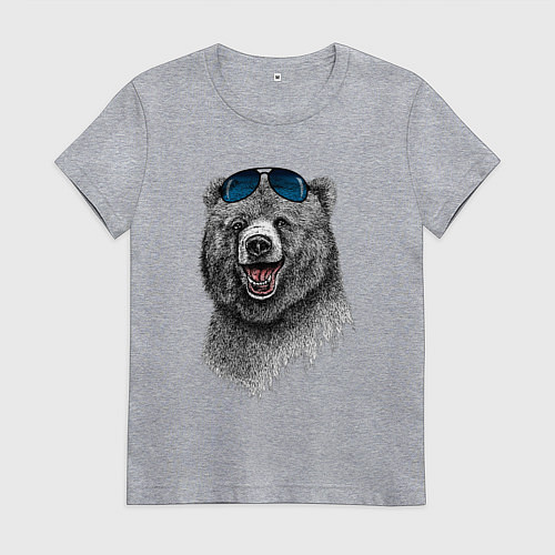 Женская футболка Медведь в очках / Меланж – фото 1