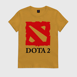 Футболка хлопковая женская Dota 2: Logo, цвет: горчичный