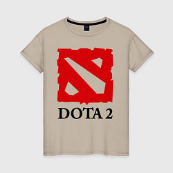 Футболка хлопковая женская Dota 2: Logo, цвет: миндальный