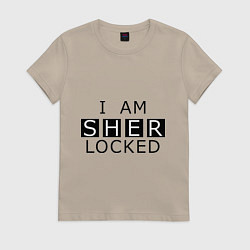 Футболка хлопковая женская I am Sherlocked, цвет: миндальный