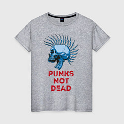 Футболка хлопковая женская Punks not dead, цвет: меланж