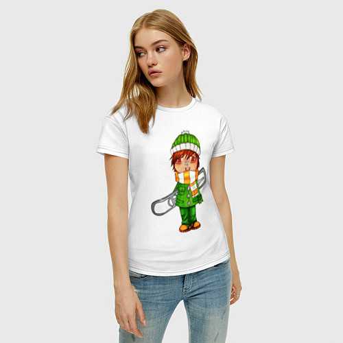 Женская футболка Зеленый борд парень / Белый – фото 3