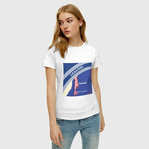 Женская футболка Беломор: Сахалин / Белый – фото 3