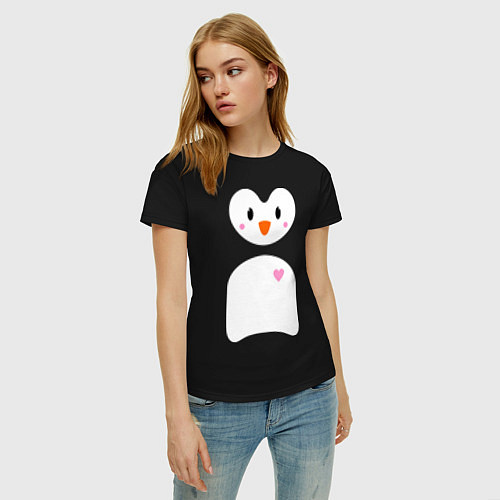 Женская футболка Привет от пингвина / Черный – фото 3