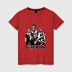 Футболка хлопковая женская Группа Green Day, цвет: красный