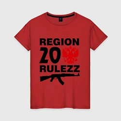 Футболка хлопковая женская Region 20 Rulezz, цвет: красный