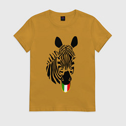 Футболка хлопковая женская Juventus Zebra, цвет: горчичный