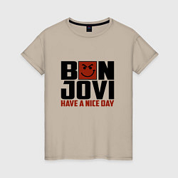 Футболка хлопковая женская Bon Jovi: Nice day, цвет: миндальный