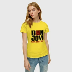 Футболка хлопковая женская Bon Jovi: Nice day, цвет: желтый — фото 2