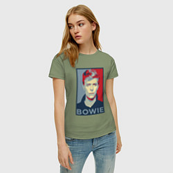 Футболка хлопковая женская Bowie Poster, цвет: авокадо — фото 2