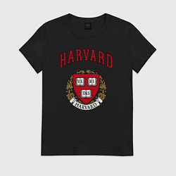 Футболка хлопковая женская Harvard university, цвет: черный