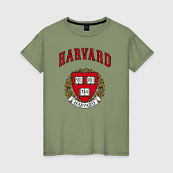 Футболка хлопковая женская Harvard university, цвет: авокадо