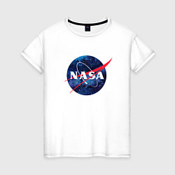 Футболка хлопковая женская NASA: Cosmic Logo, цвет: белый