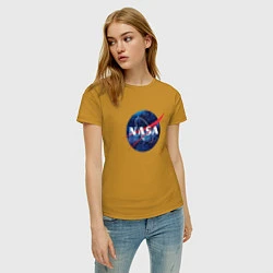 Футболка хлопковая женская NASA: Cosmic Logo, цвет: горчичный — фото 2