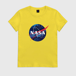 Футболка хлопковая женская NASA: Cosmic Logo, цвет: желтый