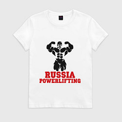Футболка хлопковая женская Russia Powerlifting, цвет: белый