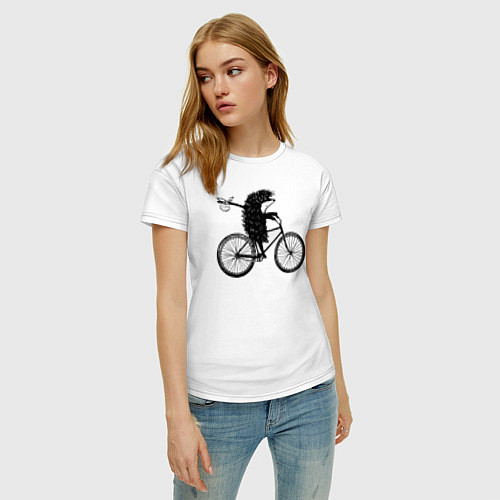 Женская футболка Ежик на велосипеде / Белый – фото 3