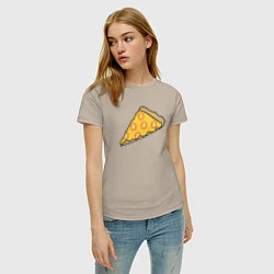 Футболка хлопковая женская Bitcoin Pizza, цвет: миндальный — фото 2