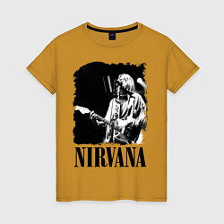 Футболка хлопковая женская Black Nirvana, цвет: горчичный