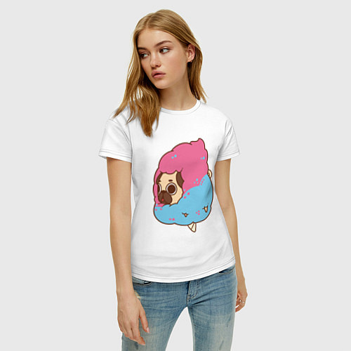 Женская футболка Мопс-мороженое / Белый – фото 3