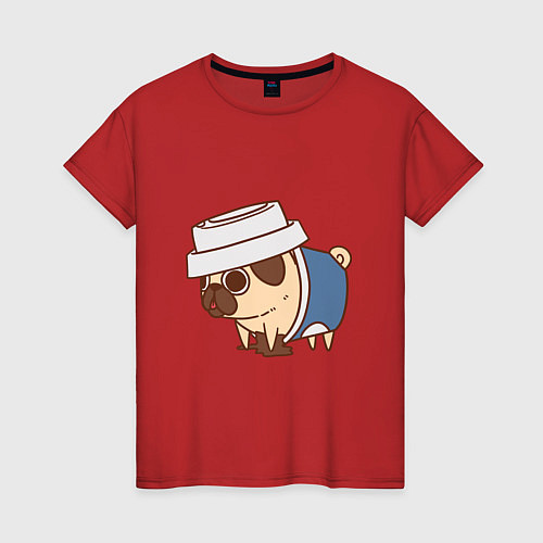 Женская футболка Мопс-латте / Красный – фото 1