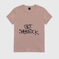 Футболка хлопковая женская Get sherlock, цвет: пыльно-розовый