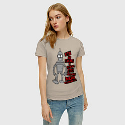 Футболка хлопковая женская Бэндер: кто вы такие?, цвет: миндальный — фото 2