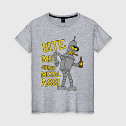 Футболка хлопковая женская Bite my shunny metal ass, цвет: меланж