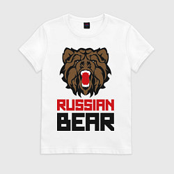 Футболка хлопковая женская Russian Bear, цвет: белый