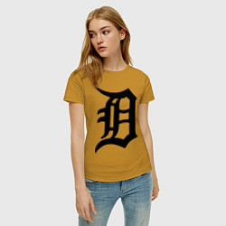 Футболка хлопковая женская Detroit Tigers, цвет: горчичный — фото 2