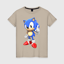 Футболка хлопковая женская Classic Sonic, цвет: миндальный