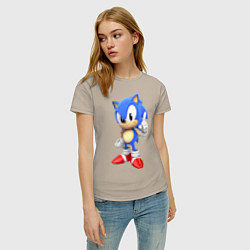 Футболка хлопковая женская Classic Sonic, цвет: миндальный — фото 2