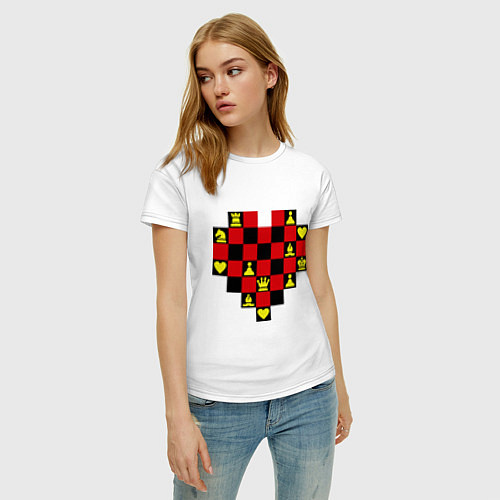 Женская футболка Шахматное сердце / Белый – фото 3