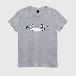 Футболка хлопковая женская Totoro face, цвет: меланж