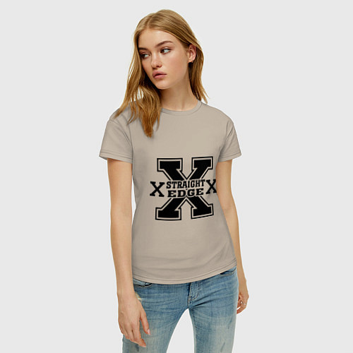 Женская футболка SXe: Streght edge / Миндальный – фото 3