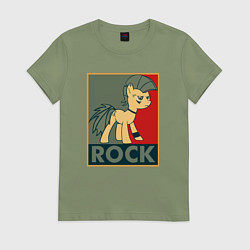 Футболка хлопковая женская Rock Pony, цвет: авокадо