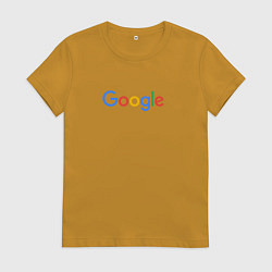 Футболка хлопковая женская Google, цвет: горчичный